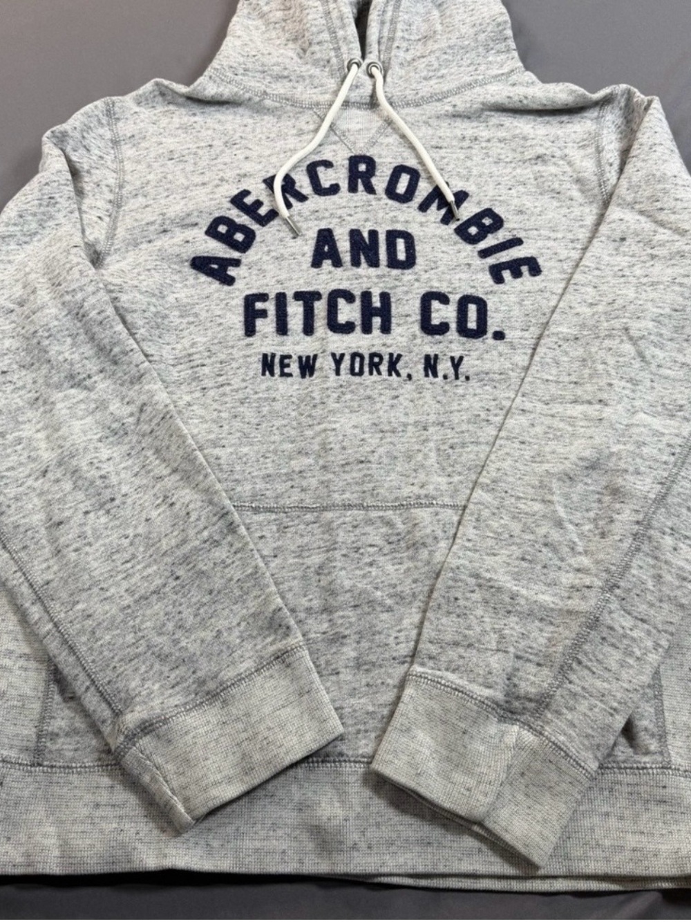 Abercrombie & Fitch Men's Gray Pullover Hoodie Y2K Small